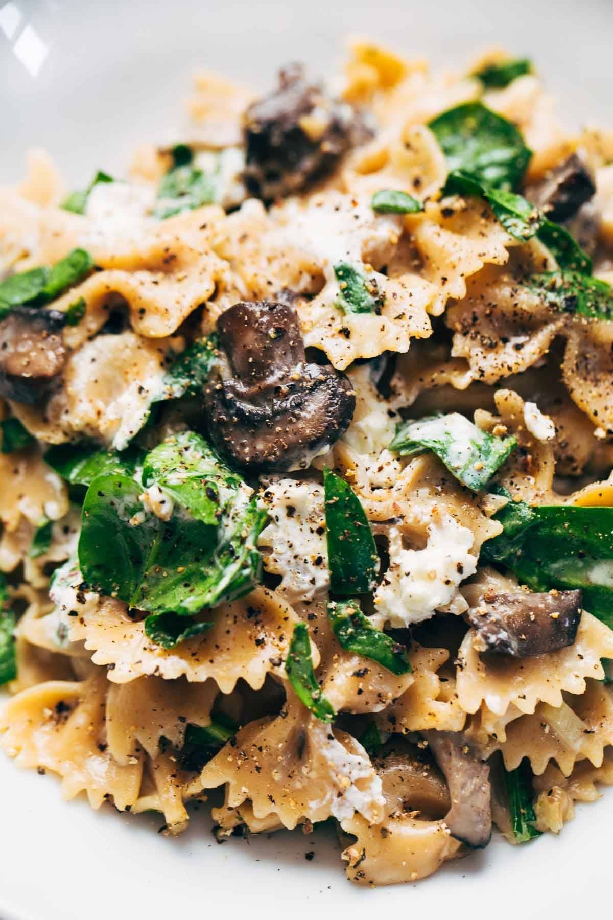 Mushroom Pasta with Goat Cheese.