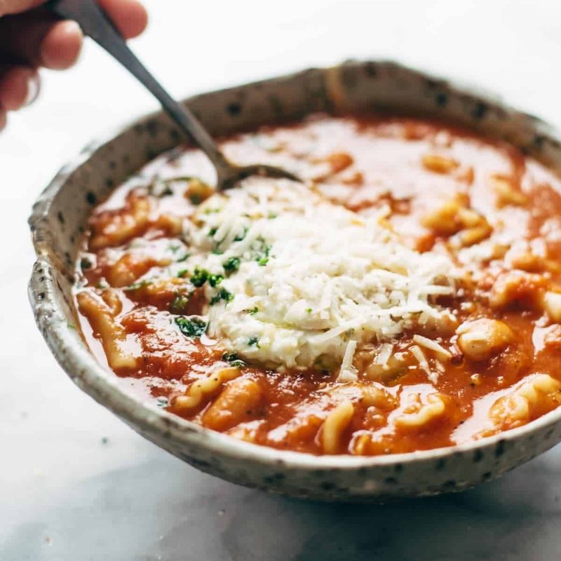 A picture of Roasted Garlic and White Bean Lasagna Soup