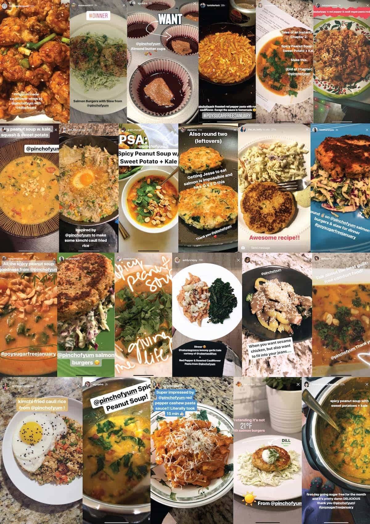 collage of Sugar Free January Instagram stories