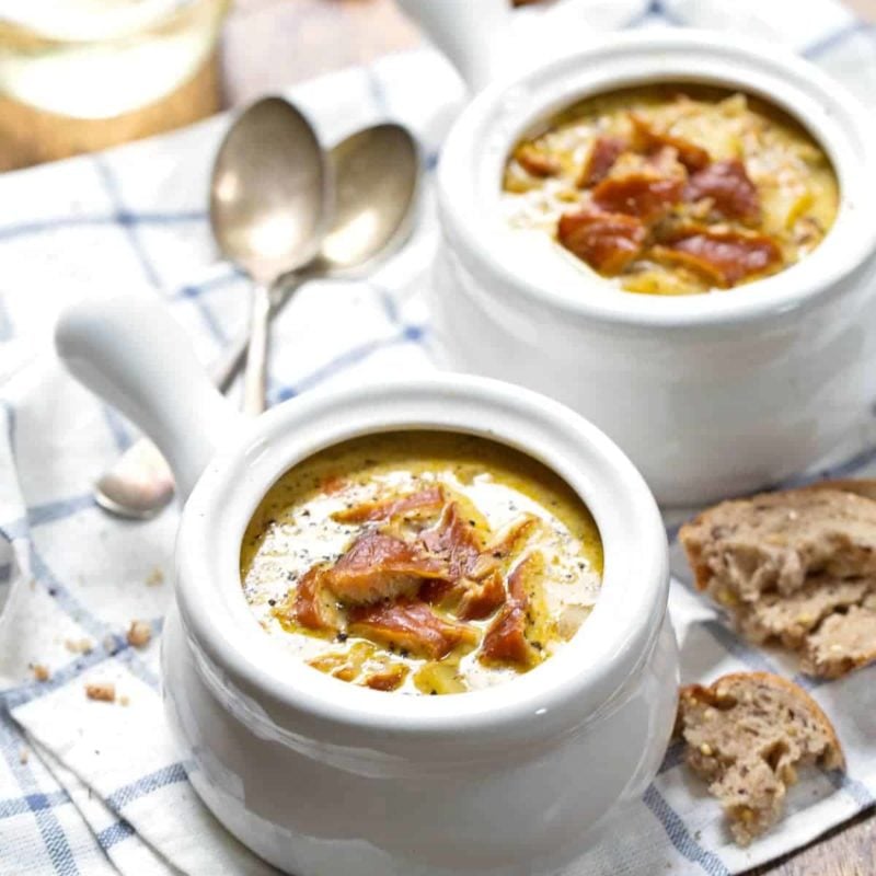 Smoked Salmon Chowder - potatoes and onions, butter and white wine, and that yummy smoked salmon. | pinchofyum.com #salmon #chowder